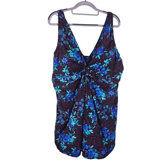 SwimSuits For All Floral Summer Swim Poolside One Piece Swim Dress 26 NWT - Picture 1 of 7